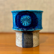 Load image into Gallery viewer, Vase in turquoise and cobalt blue with circular motif by Inger Persson for Rörstrand