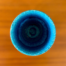 Load image into Gallery viewer, Vase in turquoise and cobalt blue with circular motif by Inger Persson for Rörstrand