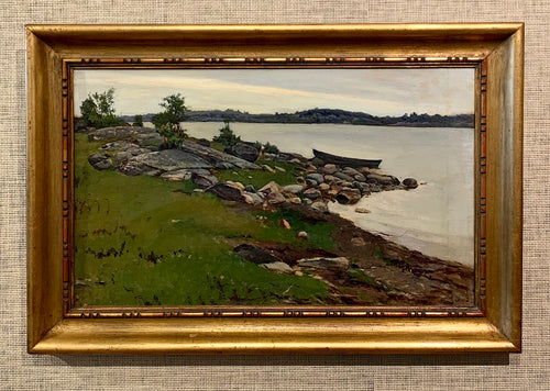 'Beach with Oak Trees and Boat' by Axel Fahlcrantz