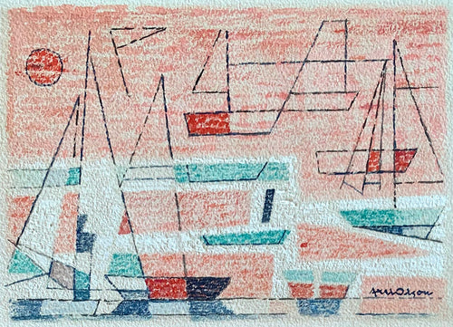 'Cubist Composition with Sailboats' by Axel Olson