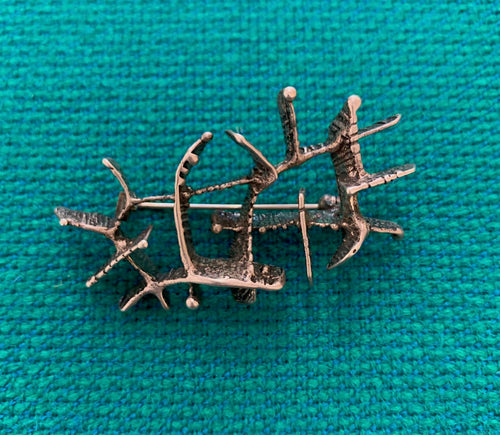 Abstract brooch in sterling silver by Else & Paul Hughes, Norway