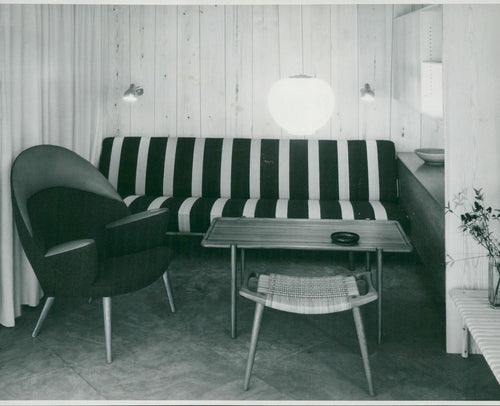 Living Room with furniture by Hans Wegner - original vintage press photograph