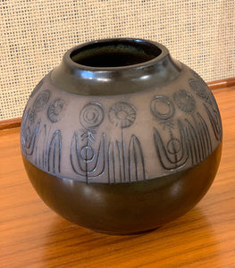 Round vase with floral motif by Göran Andersson for Upsala-Ekeby