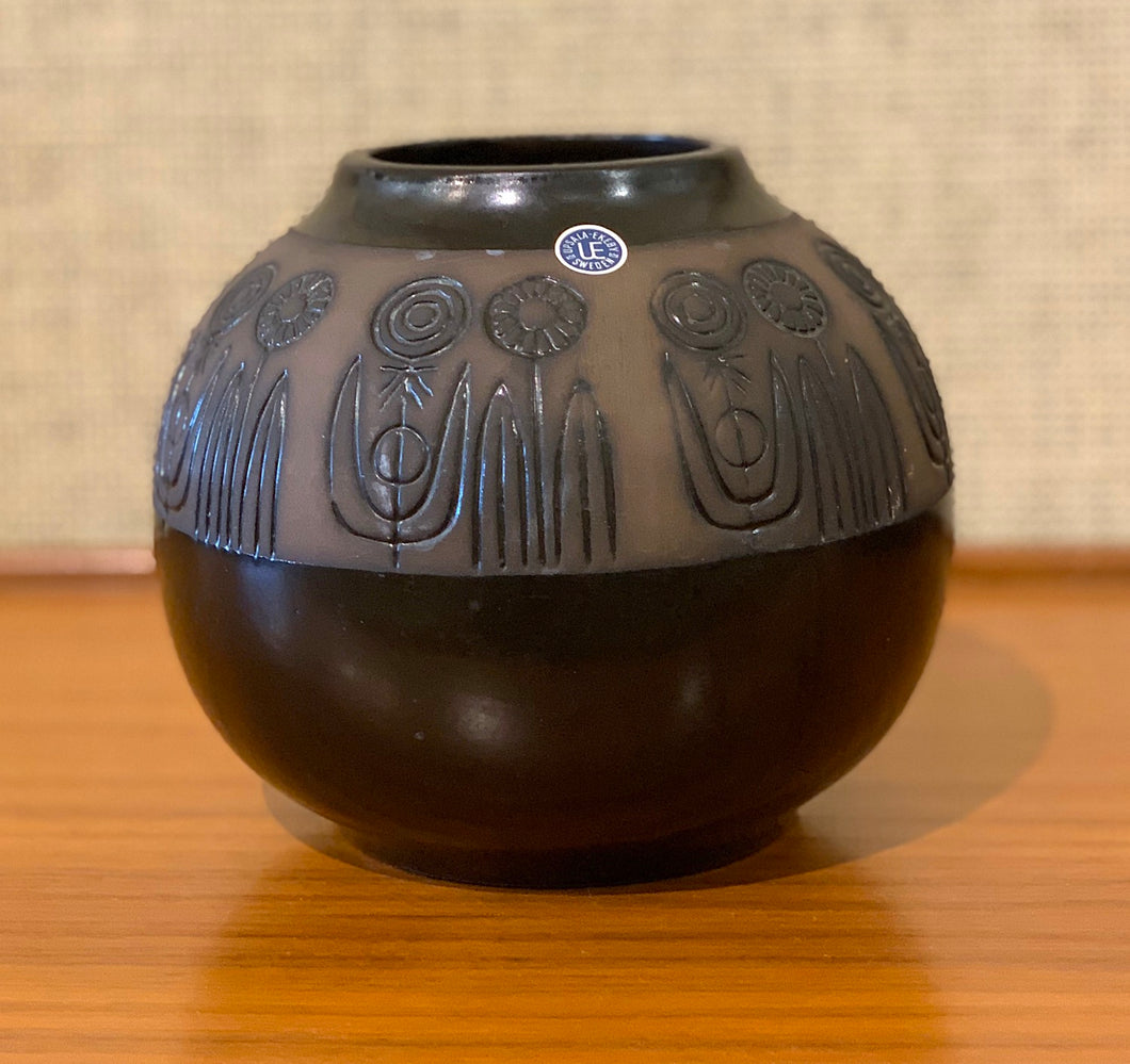 Round vase with floral motif by Göran Andersson for Upsala-Ekeby