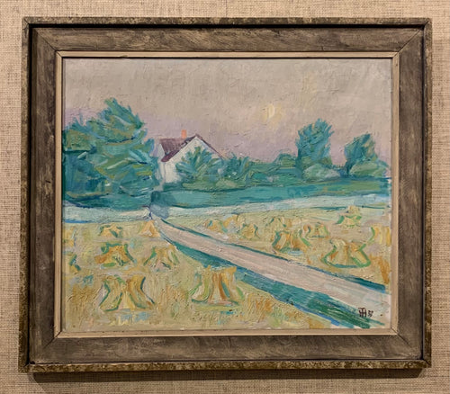 ‘Landscape with House and Hay Bales’ by Tage Hedqvist