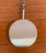 Load image into Gallery viewer, Modernist abstract enamel pendant necklace in cobalt blue, champagne and white by Børge Nielsen