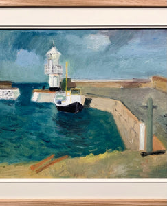 'Moored Boat and Lighthouse' by John Börén - ON SALE
