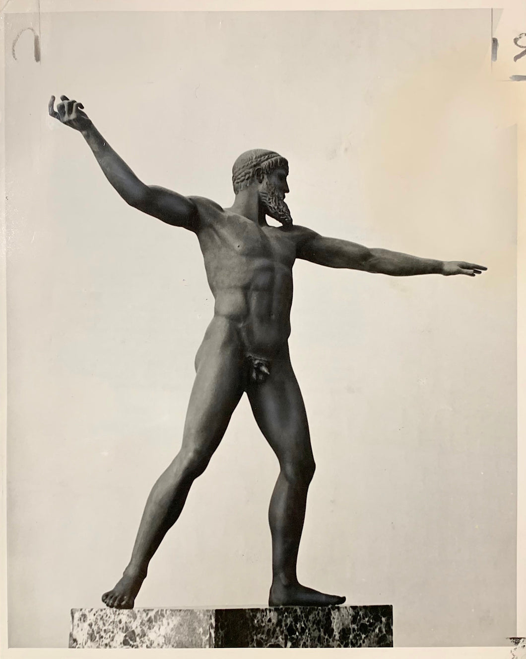 'Statue of Poseidon at the United Nations General Assembly building' - original vintage press photograph