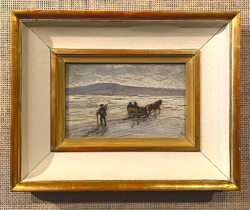 'Scandinavian Winter Landscape with Horse Drawn Sleigh and Figure' - late 19th / early 20th century - ON SALE