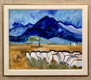 'Sheep Grazing at the Base of the Mountains' by Kerstin Lundberg-Stenman