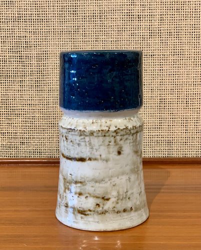 Vase in blue and light mottled grey by Sylvia Leuchovius for Rörstrand