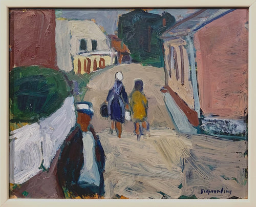 'Village Street with Figures' by Lil Silfverling