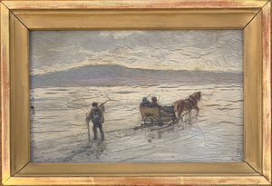 'Scandinavian Winter Landscape with Horse Drawn Sleigh and Figure' - late 19th / early 20th century - ON SALE